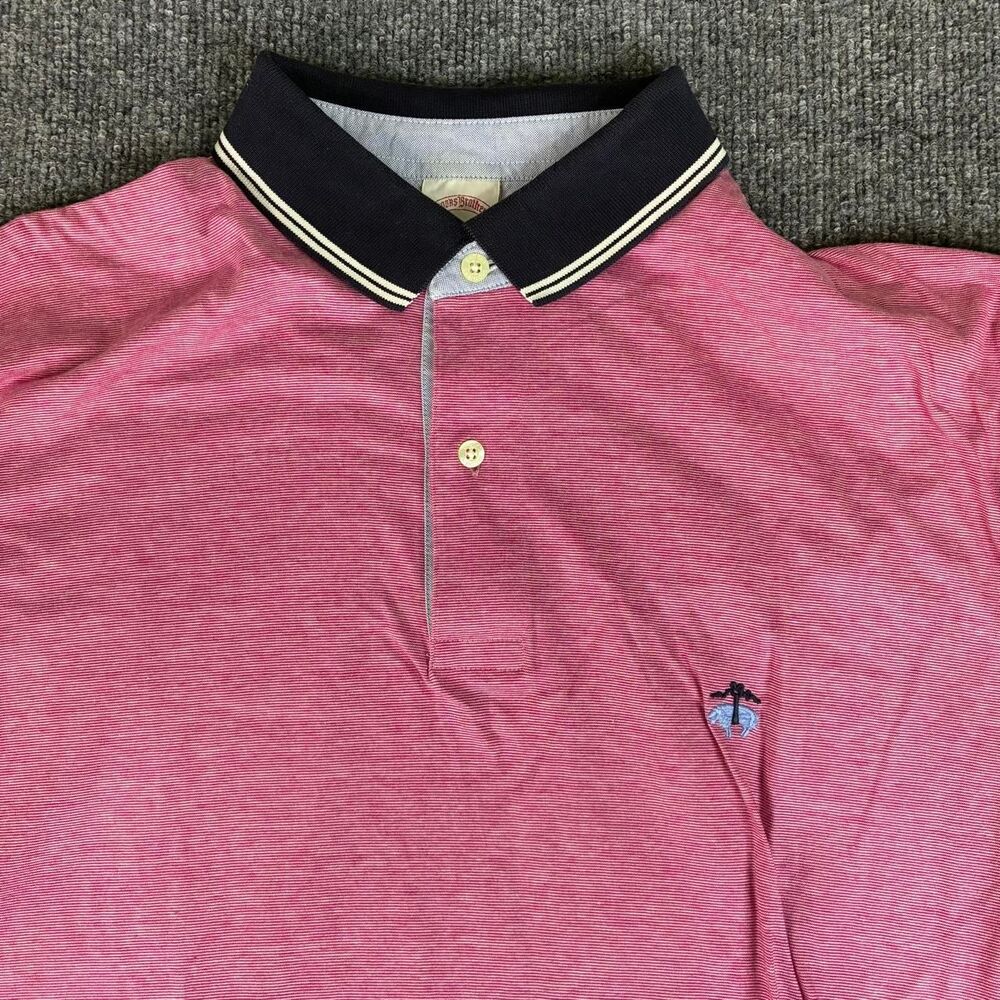 Brooks Brothers Polo Shirt Men’s Large Pink Navy Original Fit Cotton